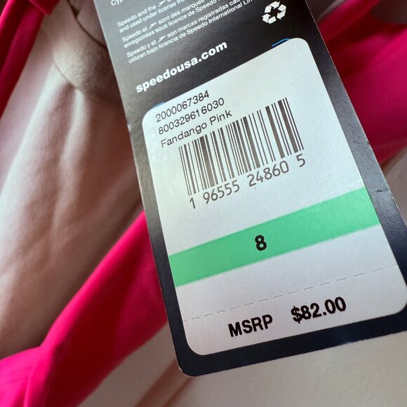 NWT Speedo Women's Pink Swimsuit One Piece Flex Double Cross Back Moderate Cut 8 - Picture 5 of 8